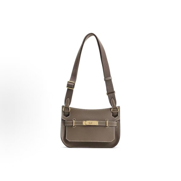 HERMES Jypsiere golden buckle Gypsy bag crossbody bag mini women\'s elephant grey